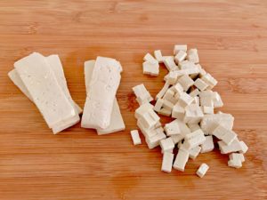 cut tofu into small cubes