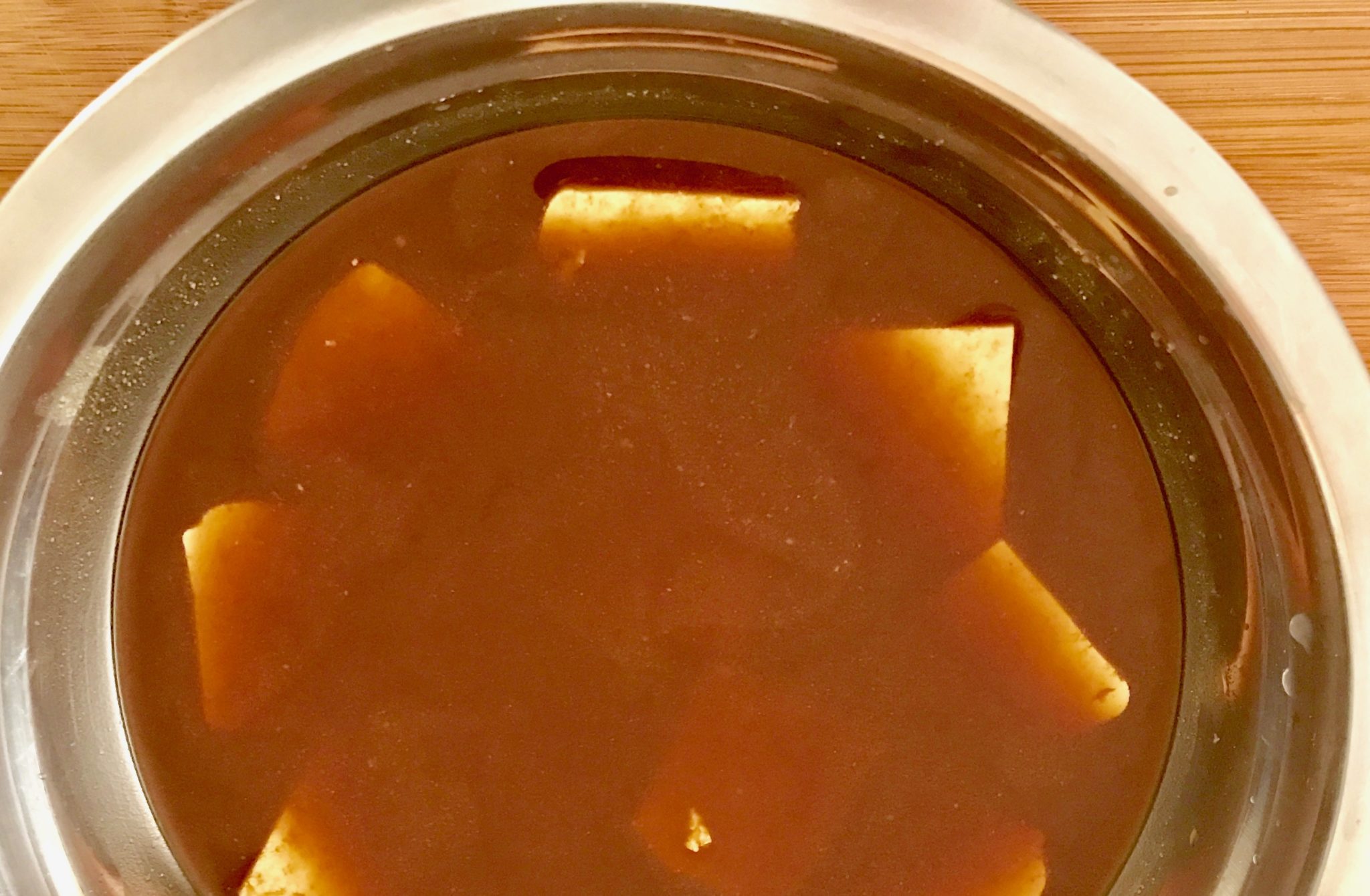 marinating the tofu in miso water