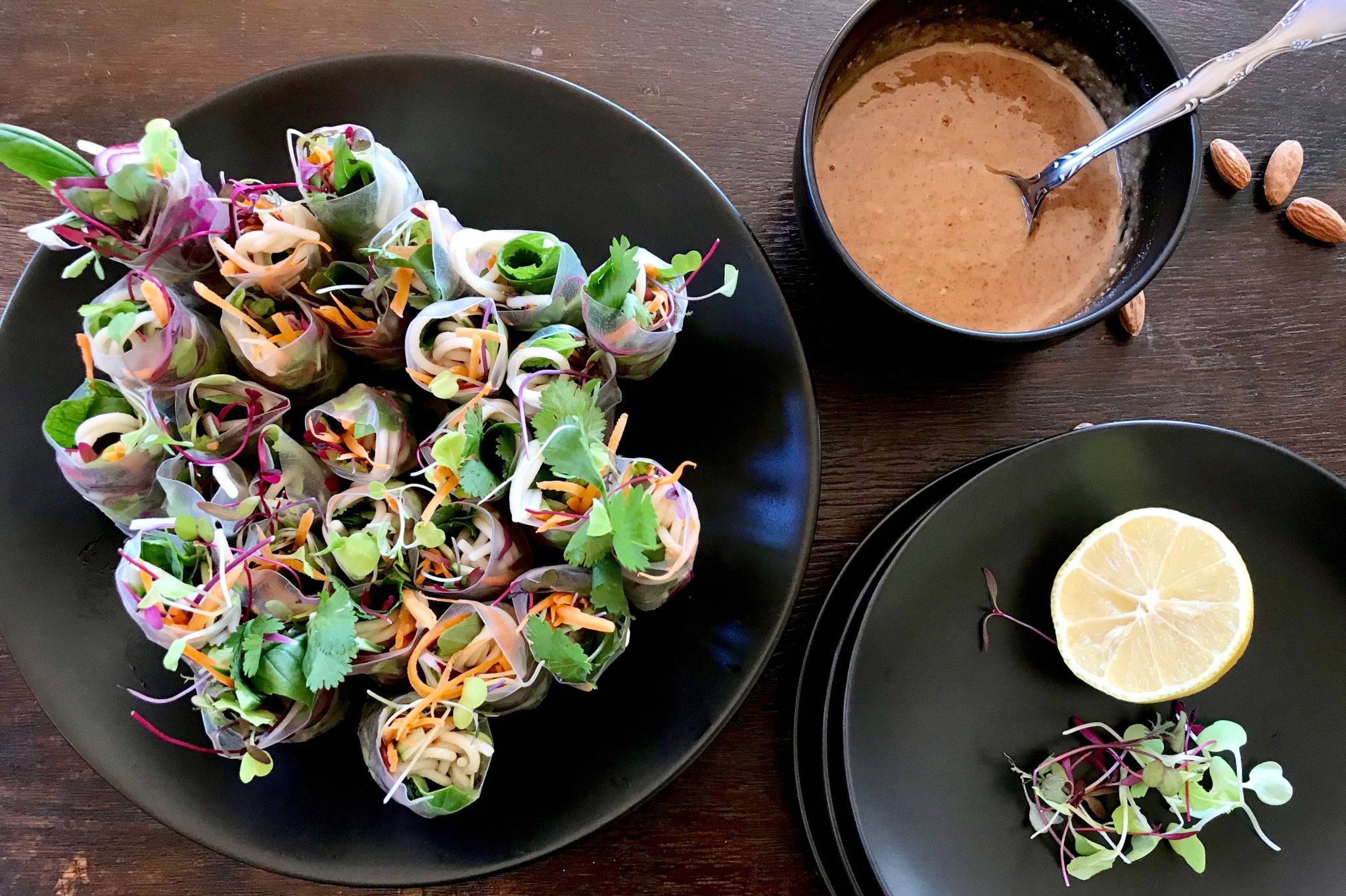 salad rolls with almond butter sauce