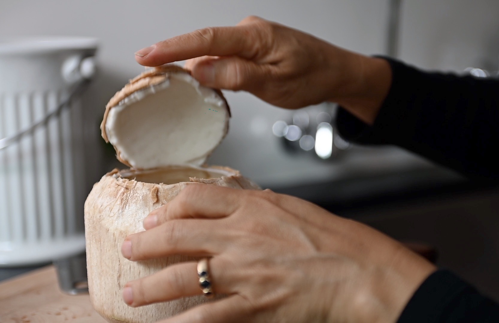 How to open young coconuts at home