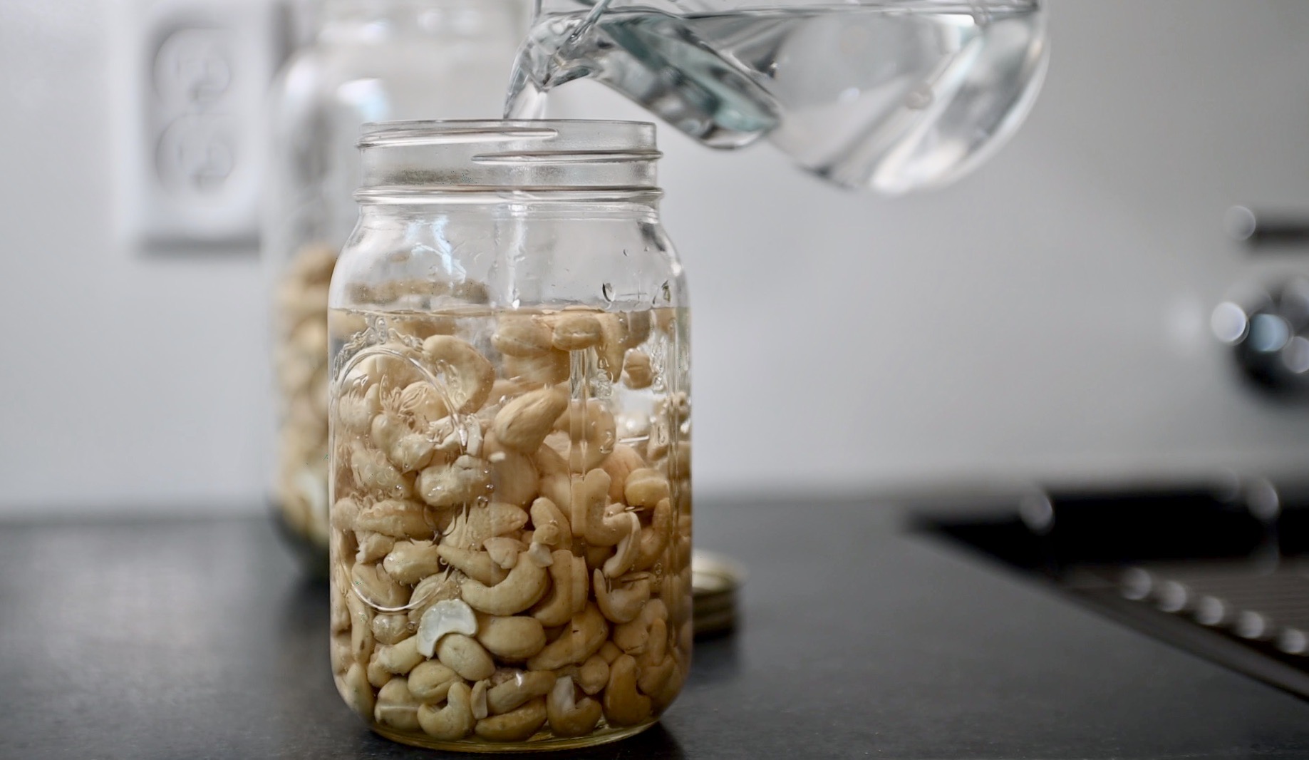 soak cashews with filtered water for one night