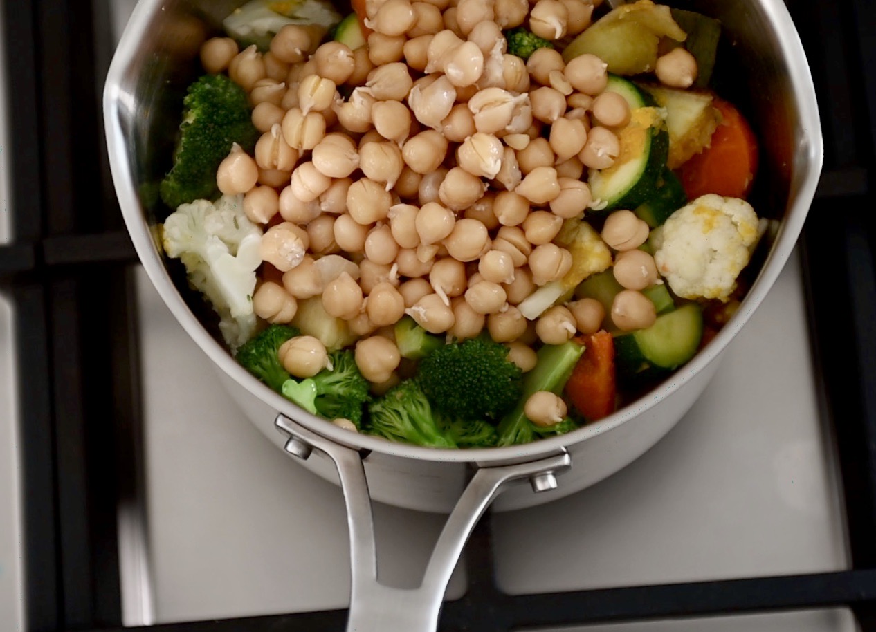 add sprouted chickpeas to the curry
