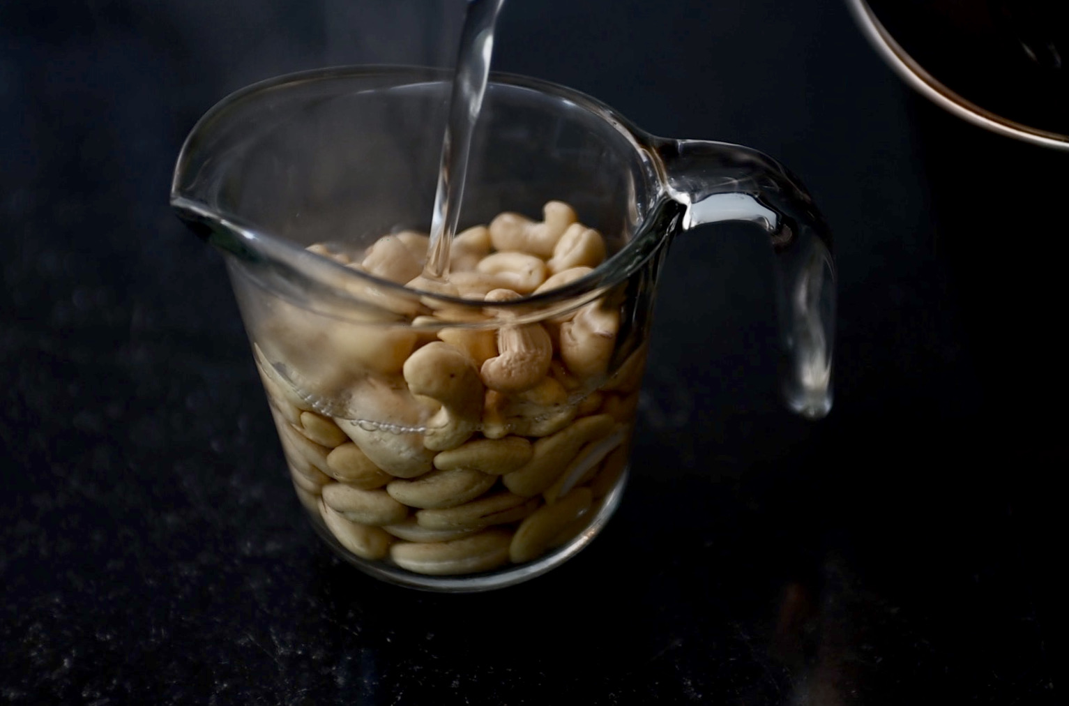 soaking cashews with hot water
