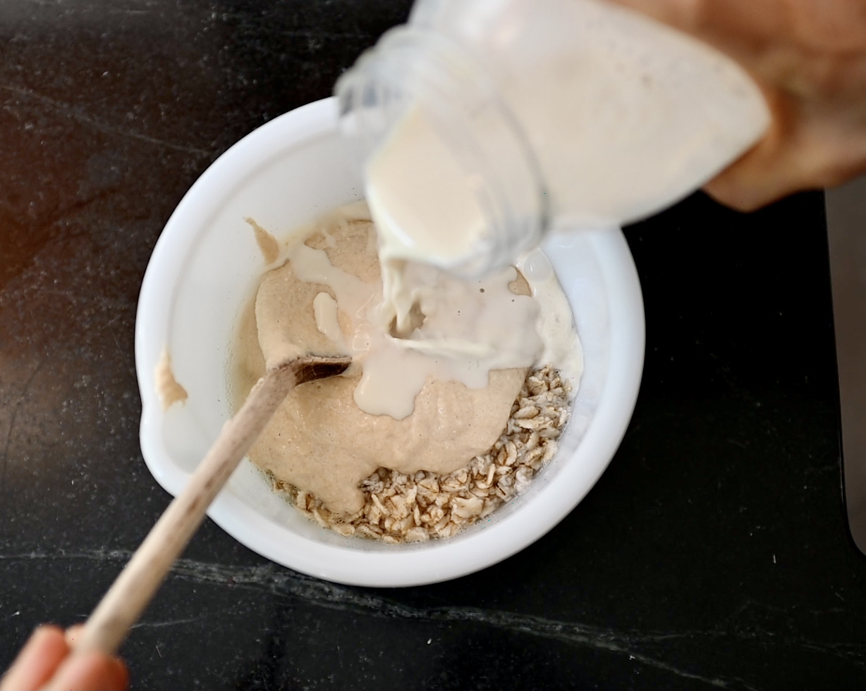add plant milk to sourdough and oatmeals